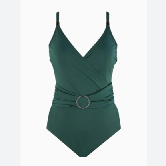 New NWT Amoressa by Miraclesuit Oil Slick Getty One-Piece Swimsuit Forest Green - Picture 1 of 17